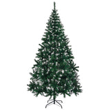 ZUN 7 FT Snow Tipped Artificial Christmas Tree with DIY 150 Warm Lights, Remote Control, 1100 Branch 78856463