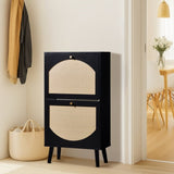 2 dump buckets with high-leg arched rattan surface shoe cabinet particle board plastic rattan 60985833