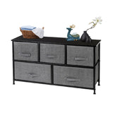 2-Tier Wide Closet Dresser, Nursery Dresser Tower with 5 Easy Pull Fabric Drawers and Metal Frame, 23359523