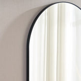 Wall Mirror 36*22 Inch Black Metal Framed Arched Mirror Metal Framed Mirror Round Vanity Mirror W2091P345022