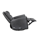 Glider Reclining Chair Swivel Motion Gray Breathable Faux Leather Upholstery Luxury Living Room B011P287701
