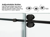 72*76" Fixed & Sliding Shower Door, Round Tube Hardware, Clear Glass Shower Door, 3/8 SGCC 24369593
