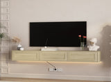 Floating TV Stand, Wall Mounted TV Shelf with Led Lights & Power Outlet,High Gloss TV Cabinet for W1321P391272