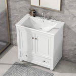 ZUN 30" Bathroom Vanity with Sink, Combo, Cabinet with Doors and Drawer, Solid Frame and MDF Board, 99556003