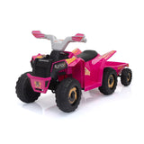 ZUN 6V Kids Electric ATV, Toddler Ride on Car with Trailer, Music, Bluetooth Power Display for Boys W2181P160390