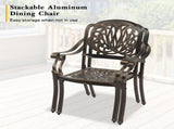 Set of 2 Cast Aluminum Patio Dining Chairs, Stackable Outdoor Bistro Chairs with Armrests for 93510049