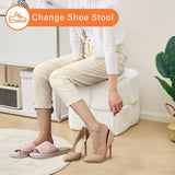 Square Ottoman Foot Stool Corduroy Vanity Chair Bench with Padded Woven Footrest for Entryway Living 73016618