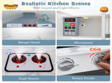 Interactive Kids Play Kitchen with Ice Maker & Chalkboard, Corner Design Pretend Cooking Set with 22168267