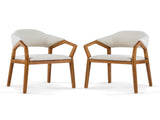 Indoor Dining Chair Set of 2, Beige Chenille Upholstered Armchair with Sturdy Frame, 300lbs N779P370761B