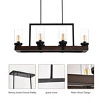 ZUN Matte Black / Wood Grain Metal Chandelier Fixture, 6 lights Ceiling Pendant light for Living Room, W1592P175987