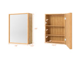 14"5.5"24" Bamboo Bathroom Medicine Cabinet with Mirror, Wall Mounted Storage Organizer, 03550723