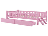 Wood Twin Size Platform Bed with Guardrail and 2 Drawers, Pink N709P242145H