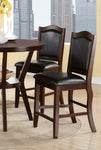 ZUN Dark Brown Wood Finish Set of 2 Counter Height Chairs Faux Leather Upholstery Seat Back Kitchen HS00F1346-ID-AHD