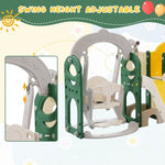 ZUN Toddler Slide and Swing Set 8 in 1, Kids Playground Climber Slide Playset with Basketball Hoop 64182676