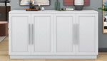 ZUN TREXM Sideboard with 4 Doors Large Storage Space Buffet Cabinet with Adjustable Shelves and Silver N715P192557K