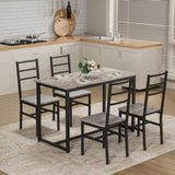 Dining Set for 4, 5 pieces Farmhouse Dinette Set with 4 chairs, Mid-Century Modern Dining W578P304058