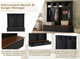 Farmhouse 4-in-1 Hall Tree with Wood Grain Bench, Mudroom Versatile Coat Rack with 2 Large Drawer, 59466050