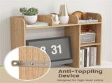 Natural Desktop Bookshelf for 27''/68.58cm Monitor, 93.9825.4073.66cm Engineered Wood Desk Hutch 81621000