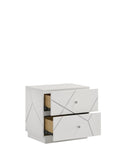 Manhattan Nightstand Lacquer Finish with Geometric Design and Velvet-Lined Drawers for Modern G150108684