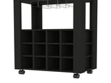 39" H black bar- coffee cart, Kitchen or living room cabinet storage, with 12 bottle racks, a B097133083