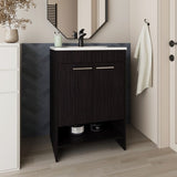 Bathroom Vanity with Sink, 2 Doors, 2 Shelves, Black Wengue B097P350322