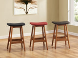 Solid Wood Walnut Finish Counter Height Stools Set of 2 Matt Black Faux Leather Seat Mid-Century B011P172706