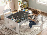 3-in-1 Kids Table & 2 Chairs Set, Double-Sided Chalkboard Whiteboard Activity Table for 28201545