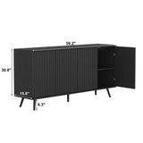 Sideboard Buffet Cabinet with Storage, Long Sideboard Storage Cabinet with 4 Doors, Wood Credenza W409P327405