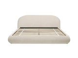 Archie Puffy Grounded Upholstered Platform Bed Queen, Oatmeal Light Beige Chenille B2719P479035