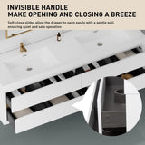 72" Wall-Mounted Bathroom Vanity with Double Sinks, Floating Bathroom Storage Cabinet with Stone W1573P211181