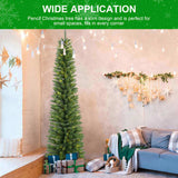 6FT Green Pencil Christmas Tree Slim PVC Tree with 358 Tips, Space-Saving Design, Stable Metal 82905888