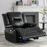 360&deg Swivel and Rocking Home Theater Recliner Manual Recliner Chair with a LED Light Strip for WF323621AAB