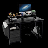 ZUN 47.3" Computer Desk with power outlet,Monitor Stands,Shelves, Office Desk/Writing Table/Gaming desk W2887P239945