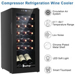 ZUN American Standard JC-53 AC 115V /60Hz 18Bottle/1.8Cu.Ft/52L/ Compressor Wine Cabinet Black 07940090