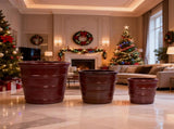 Handmade Glazed Ceramic Planter Set of 3, 16/13/10 Inch Diameter, Horizontal Rib Design, for W3273P321532