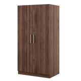 ZUN 2-Door Wooden Wardrobe Armoire with 3 Storage Shelves, Brown 07725847