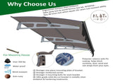 79" x 34" Window Awnings Door Entrance Canopy, Aluminum Alloy Bracket, 0.137 Inch Thick Crystal W2205P180079