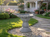 16.54" Garden Bird Bath Statue, Magnesium Oxide Grey Pedestal Birdbath, Outdoor Bird Feeder Bowl W6572P574583
