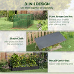 ZUN Gray Raised Garden Bed with Crop Cage and Shade Cloth 90.5" W x 43.25" D x 43.25" H 77136528