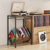 ZUN Electric stand with vinyl storage rack, 3-layer coffee table vinyl record display 28473775