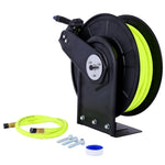 ZUN Retractable Air Hose Reel With 3/8" Inch x 50' Ft,Heavy Duty Steel Hose Reel Auto Rewind W46566958