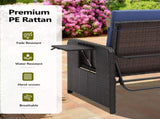 Patio Rattan Daybed Set, 2-in-1 Wicker Loveseat Sofa with Multipurpose Ottoman & Retractable Side 11310805