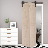 60" Bi-Folding Sliding Barn Door Hardware Kit for 2 Doors,Smoothly&Quietly,Black Track J Shape 80281115