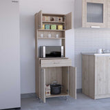 Della 60 Kitchen Pantry with Countertop, Closed & Open Storage -Light Gray B07091841