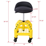 Pneumatic 360 Degree Swivel Mechanics Rolling Creeper Seat, Heavy Duty Rolling Mechanics W46590153