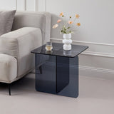 Tempered Smoke Glass SideTable, Small Tea Table, Grey Night Stand Tempered Glass Sofa Table W1718P255027