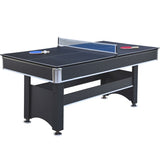 6-ft Pool Table with Table Tennis Top - Black with Red Felt W465137245