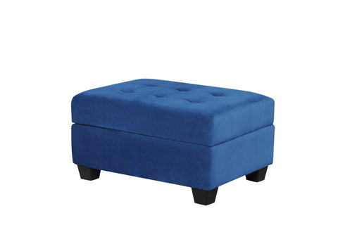 ZUN Omega Velvet Upholstery Contemporary Ottoman with Storage Made with Wood Navy B009P169821