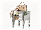 () 2-Drawer MDF Bedside Table with Mirror Finish 16.2*13*24.8in Silver 57490002