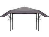 3.3x12.5FT Double Top Grill Gazebo, Dark Gray Polyester BBQ Canopy with Adjustable Side Sunshades, 29074348